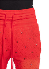 Guapi Blood Red Embellished Sweat Pants