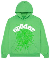 Sp5der Lime Green Web Hoodie