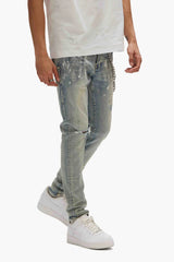 Purple Brand P001 Light Indigo Paint Blowout Jeans