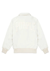 Purple Brand Cream Title Letterman Jacket