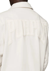 Purple Brand Cream Title Letterman Jacket