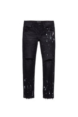 Purple Brand P001 Black Resin Knee Slit Jeans