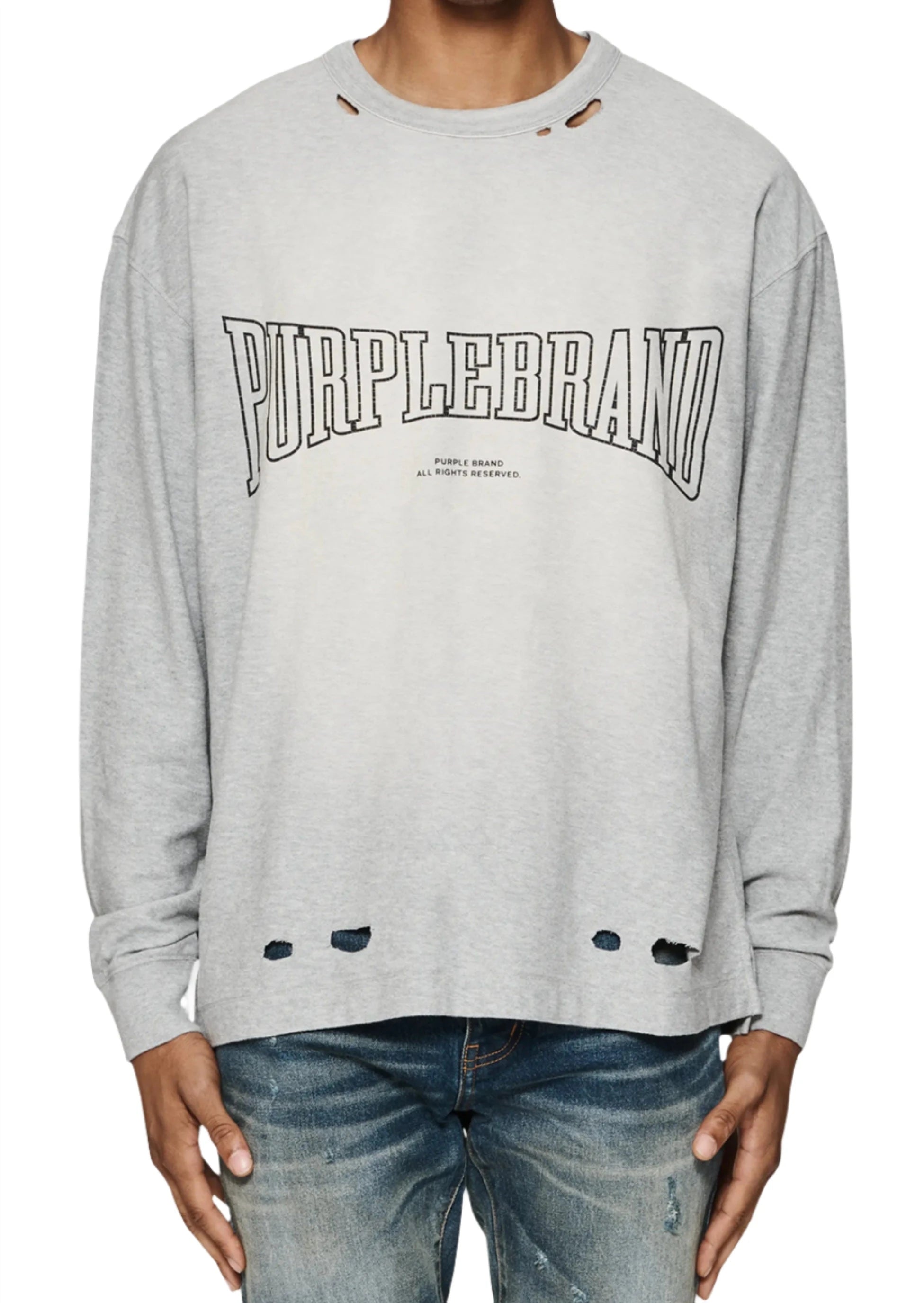 Purple Brand Grey Textured LS Tee