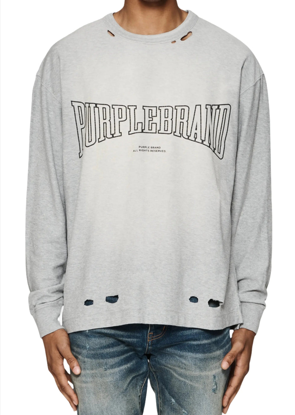 Purple Brand Grey Textured LS Tee