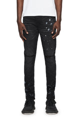 Purple Brand P001 Black Resin Knee Slit Jeans