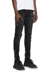 Purple Brand P001 Black Resin Knee Slit Jeans