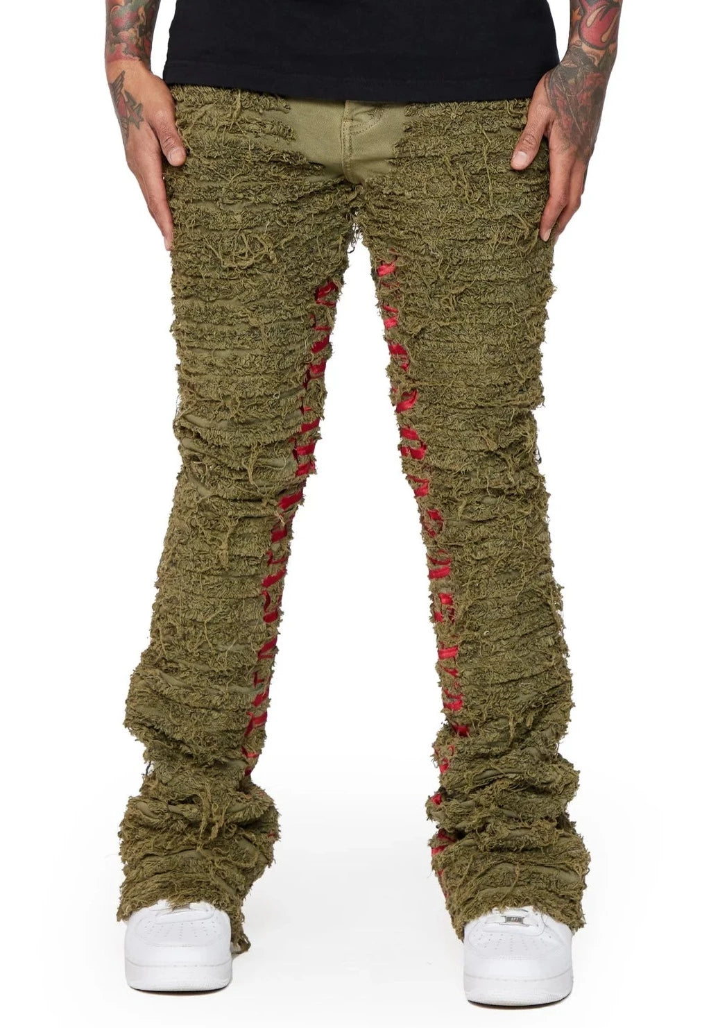 Ironic Olive Washed Stacked Jeans