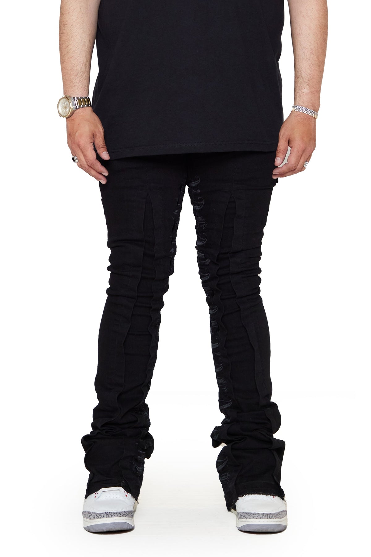 "PURPOSE" Valabasas stacked jeans in a captivating BLACK