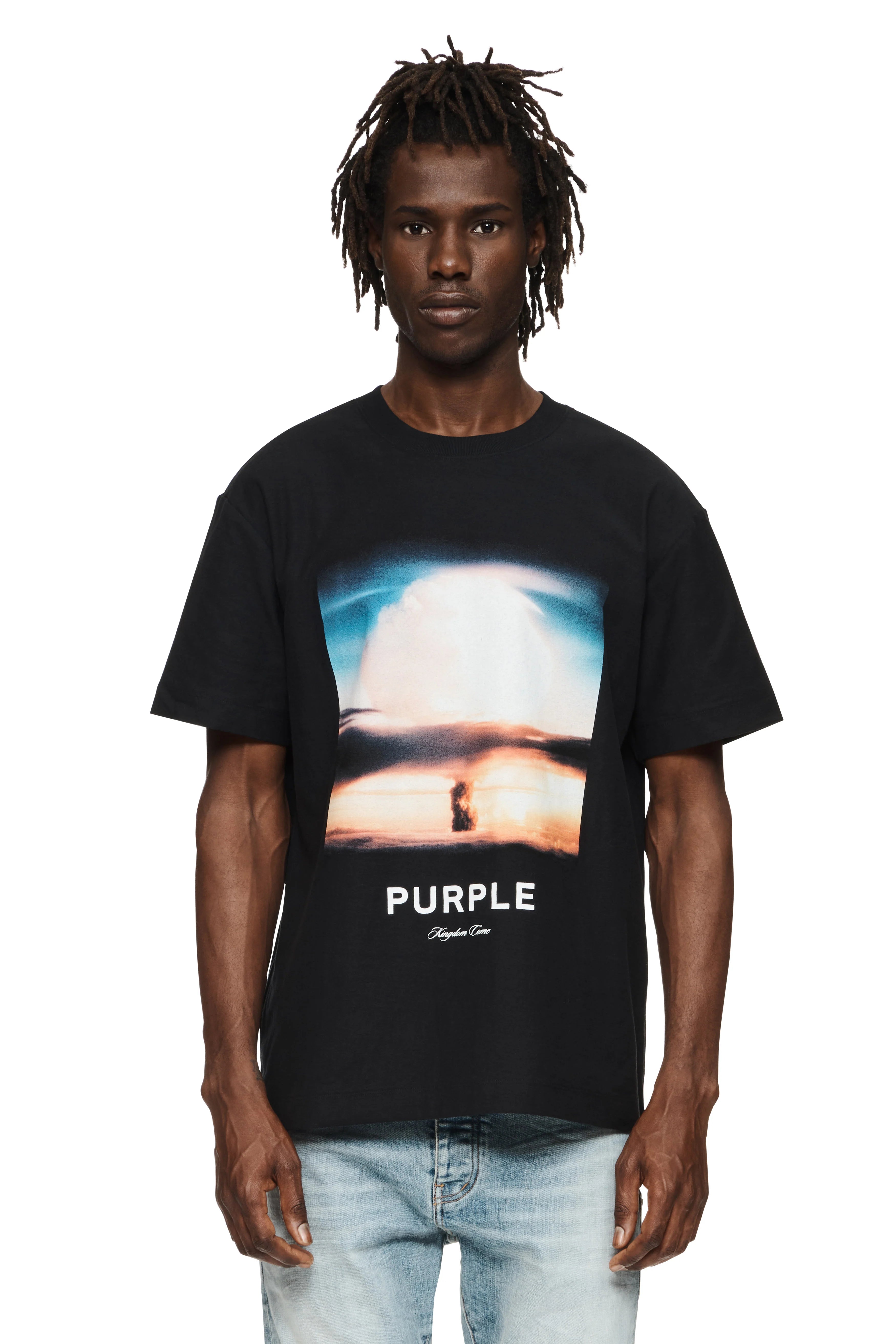 Purple Brand mushroom cloud graphic Sunset T-Shirt