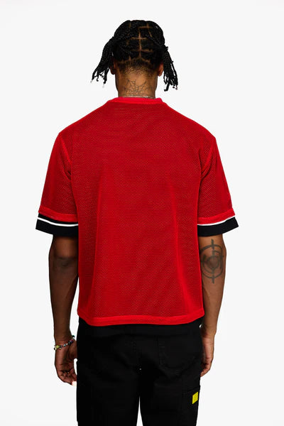 Blood Red Mesh Football Tee