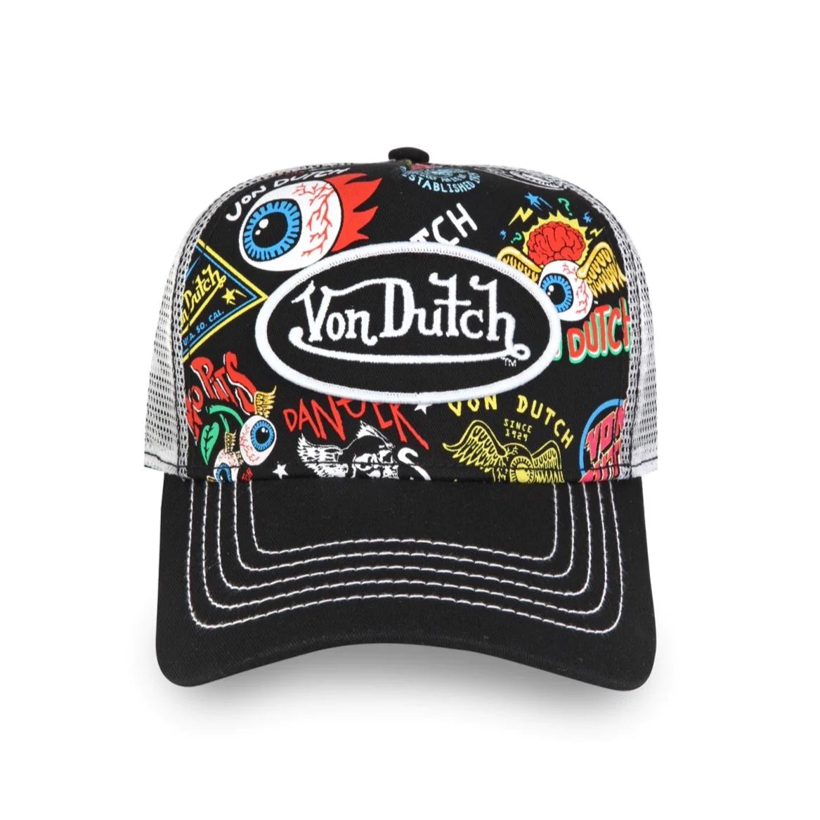 Classic Snapback Trucker Hat by Von Dutch features Jax All-over print