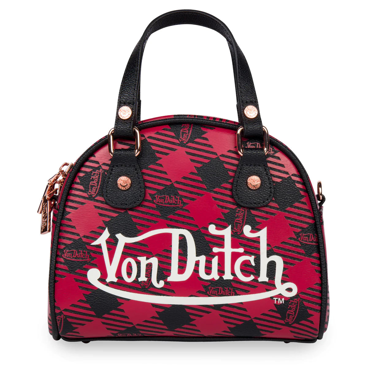 Von Dutch Limited Red and Black Plaid Bowling Bag
