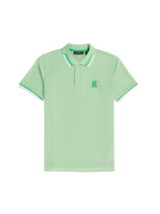 men's Serge fashion polo is elevated with a labyrinth-inspired silicone Bunny logo patch