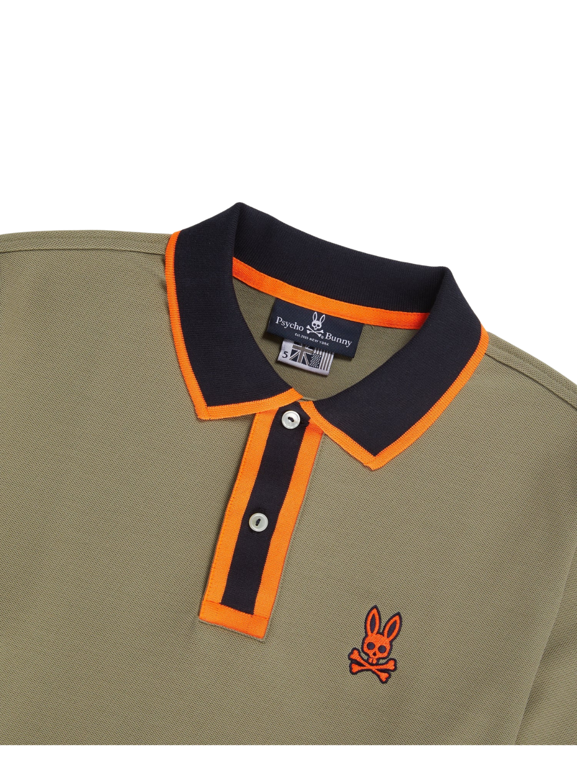 Sand Kay fashion polo with orange & blue contrasted stripe at the placket and collar