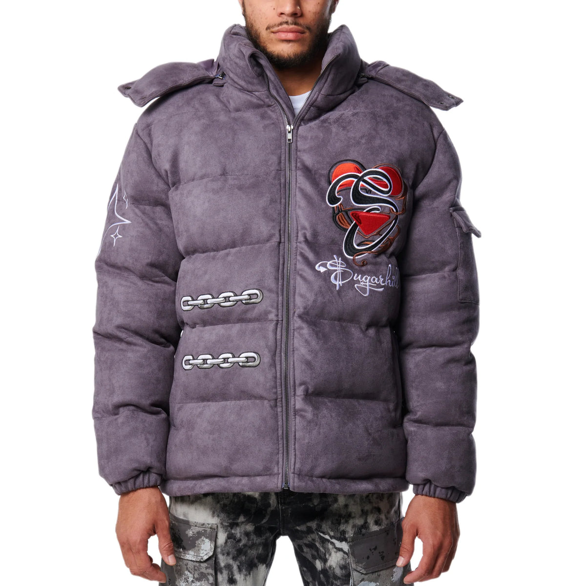 SUGARHILL ALL IS LOST SUEDE PUFFER (CHARCOAL)