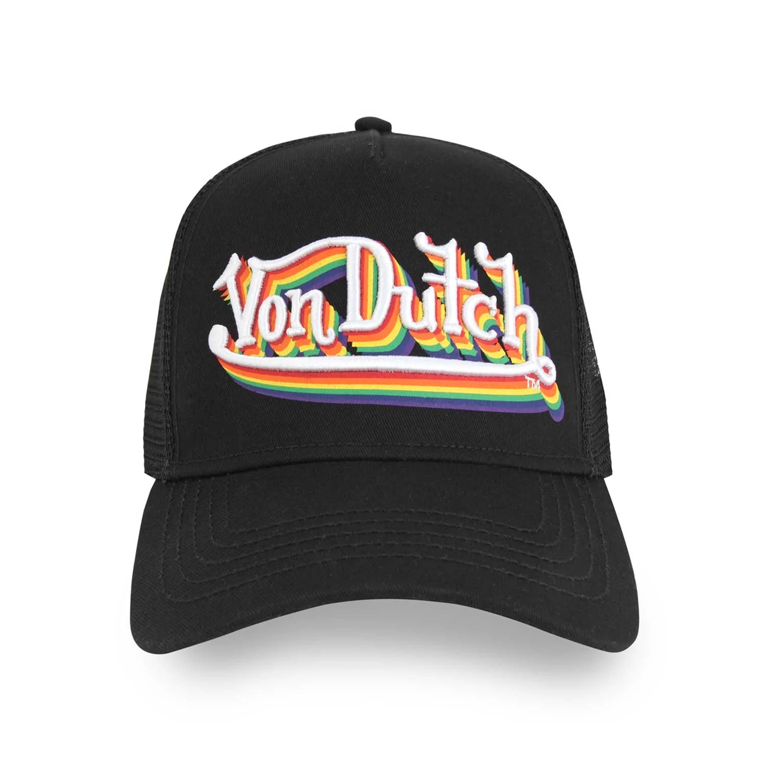 Classic Snapback Trucker Hat by Von Dutch features iconic logo patch on the front, breathable mesh rear, and an adjustable snapback panel