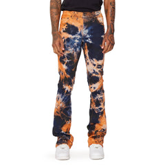 Orange & Blue “SIPRAL GALAXY" is featured in our signature Wide leg Stacked jeans construction with stretch