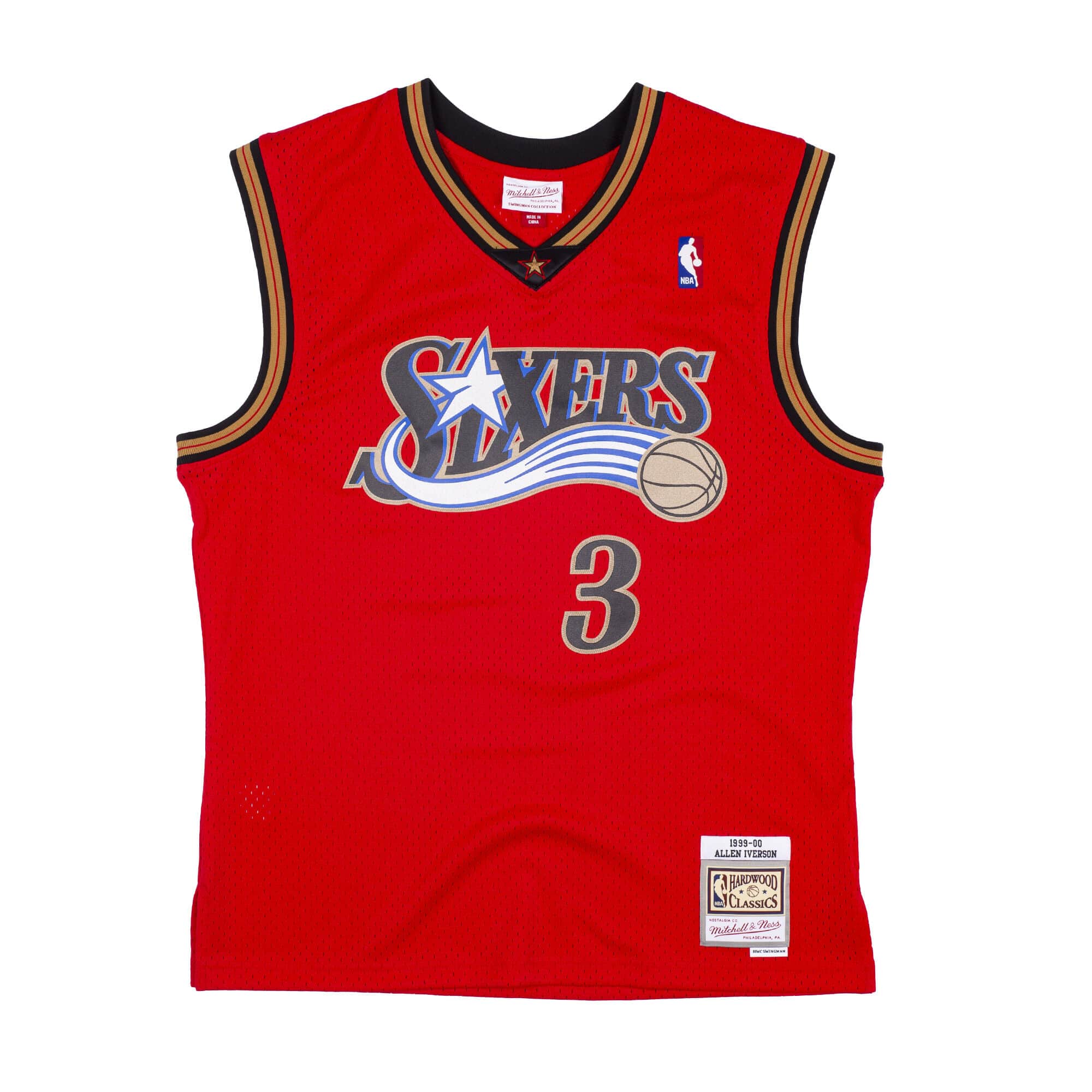 Red & Gold Reload Swingman Allen Iverson Philadelphia 76ers 1999-00 Jersey
