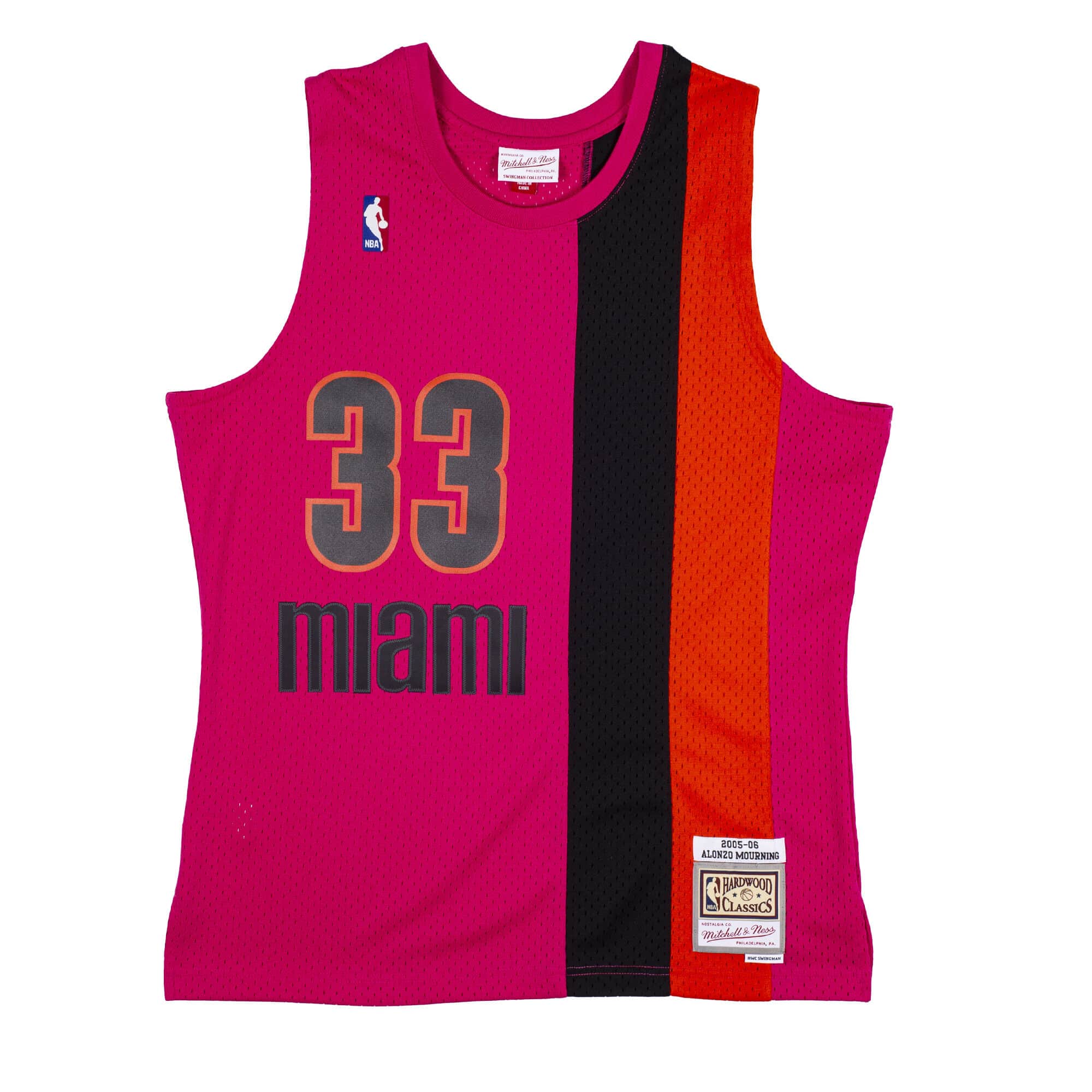Hot Pink, Black & Orange Swingman Alonzo Mourning Miami Heat 2005-06 Jersey